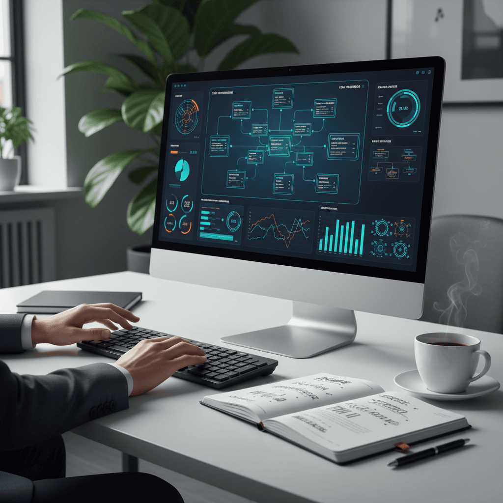 IT consultant analyzing technology infrastructure and analytics